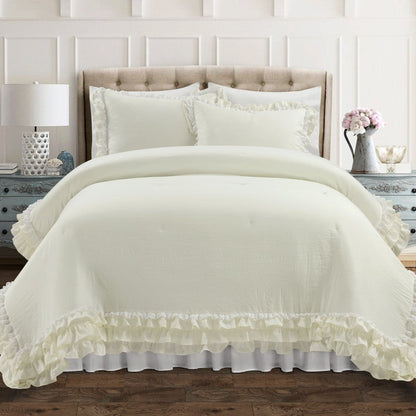Ella Ruffle Lace 3PC Comforter Set | Coastal Cottage Bedding