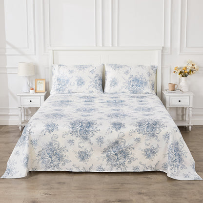 400TC Toile Vintage Inspired Floral Sheet Set - Floral Sheet Sets