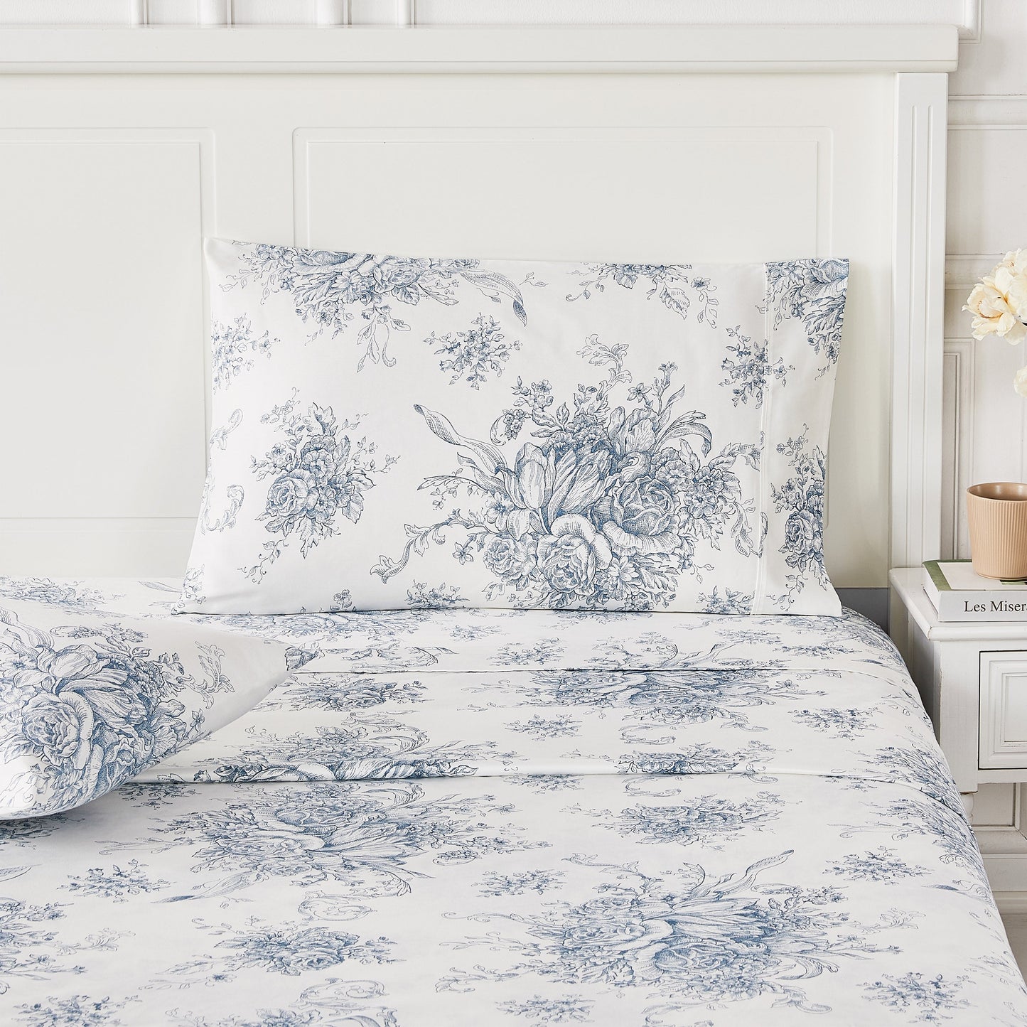 400TC Toile Vintage Inspired Floral Sheet Set - Floral Sheet Sets