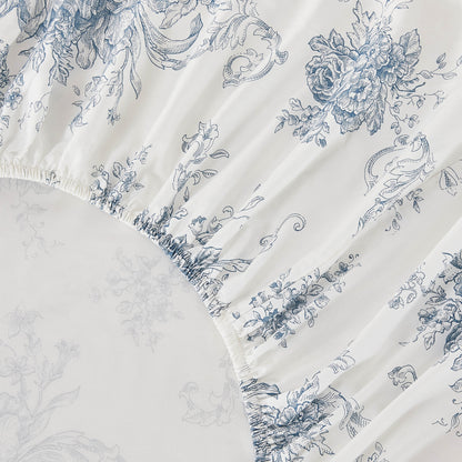 400TC Toile Vintage Inspired Floral Sheet Set - Floral Sheet Sets