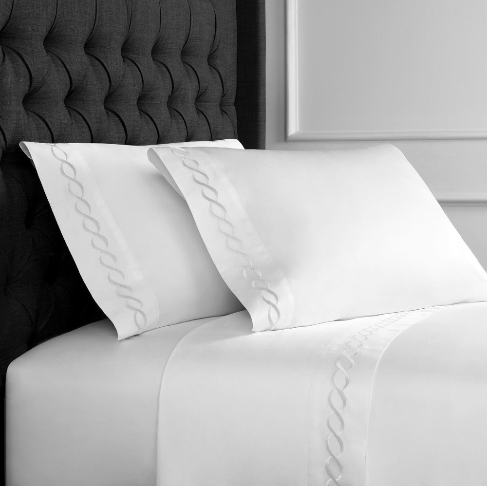 Luxury Coastal And Nautical 600TC 100% Cotton Rope Embroidered Sheet Set
