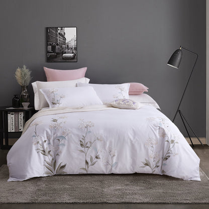 Hydrangea Floral 100% Cotton Embroidered Duvet Cover Set