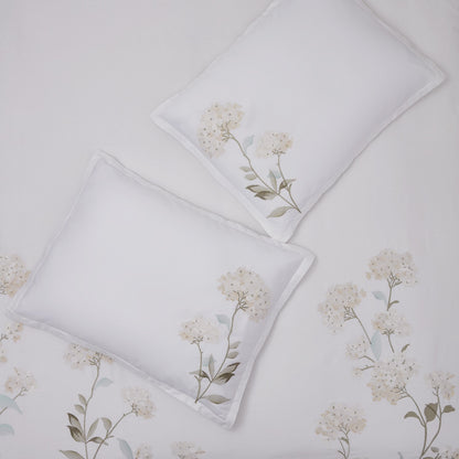 Hydrangea Floral 100% Cotton Embroidered Duvet Cover Set
