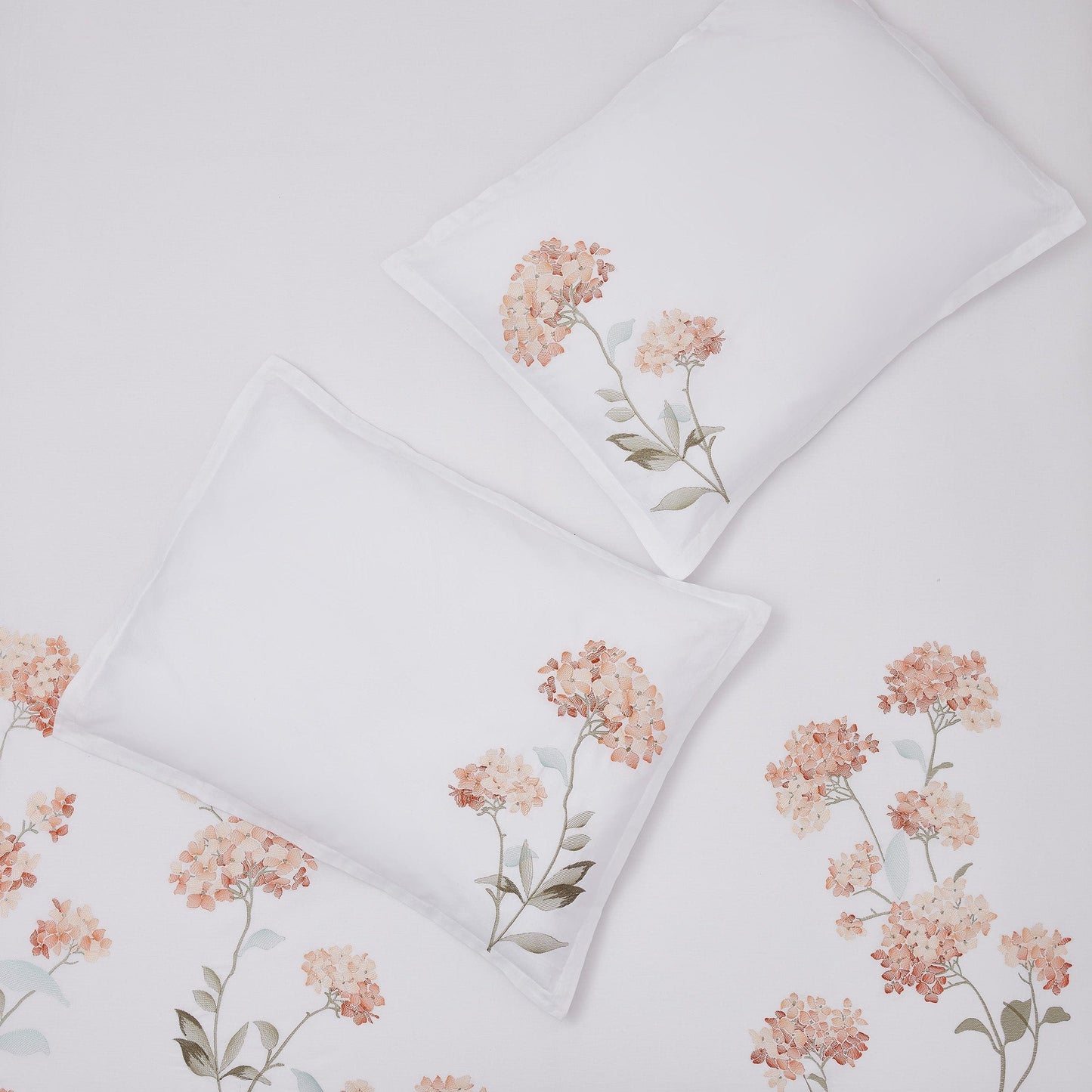 Hydrangea Floral 100% Cotton Embroidered Duvet Cover Set