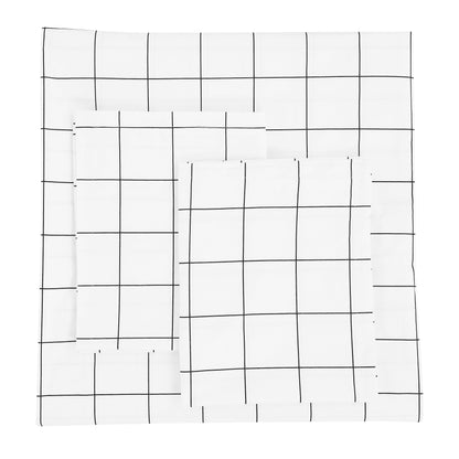 Grid Printed Cotton Percale Duvet Set