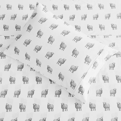 Animal Themed Bedding - Sheep Printed Pillowcase Pair