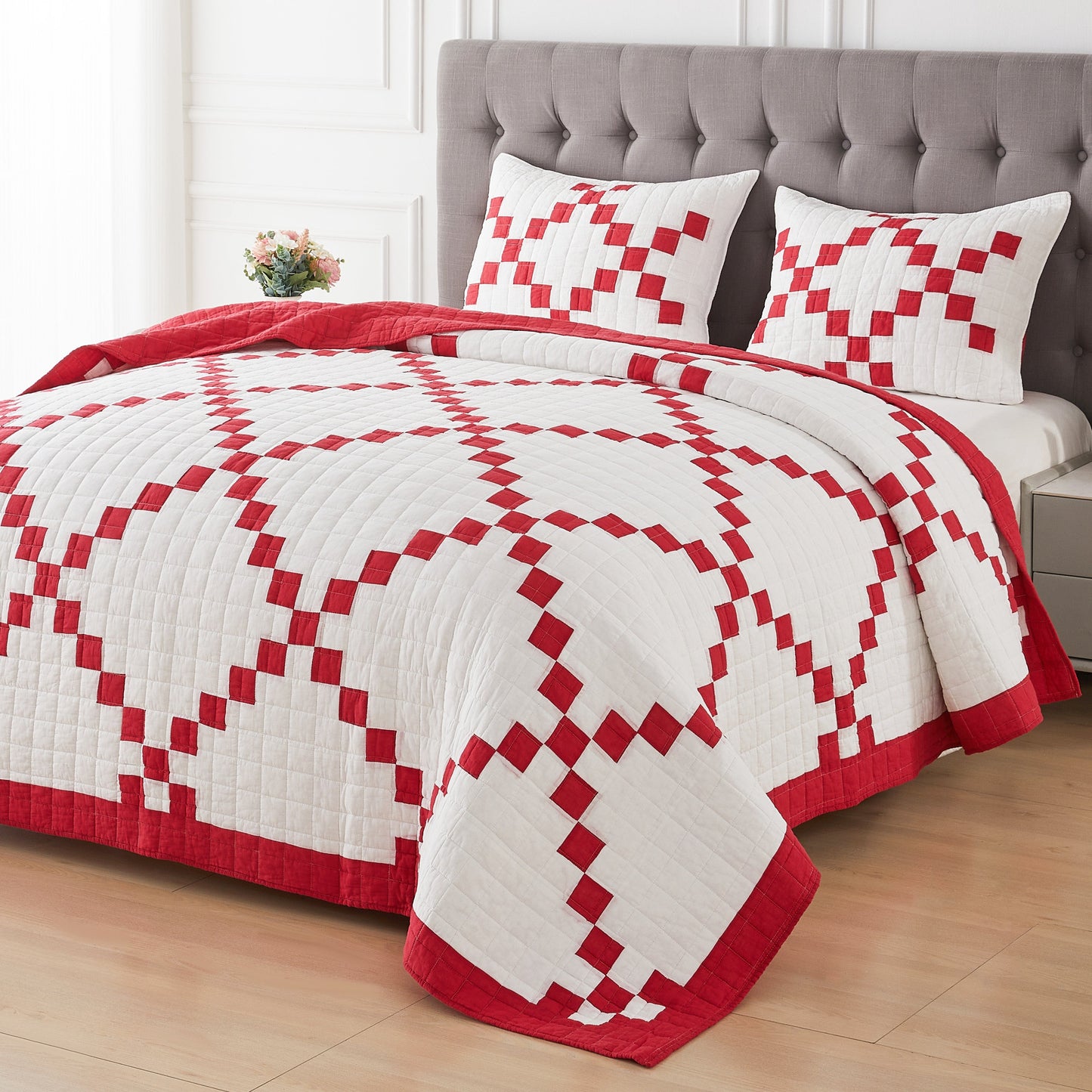 Irish Chain Patchwork Cotton Quilt Set - 100% Cotton