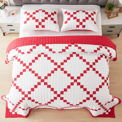 Irish Chain Patchwork Cotton Quilt Set - 100% Cotton