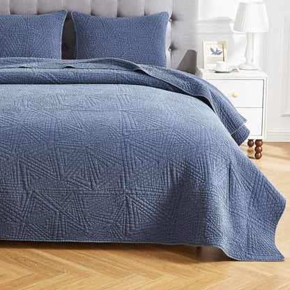 Dancing Triangles Stonewashed Cotton Quilt Set