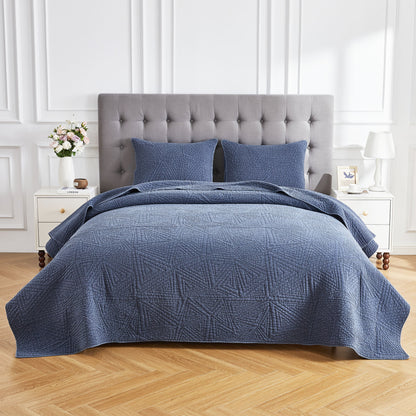 Dancing Triangles Stonewashed Cotton Quilt Set