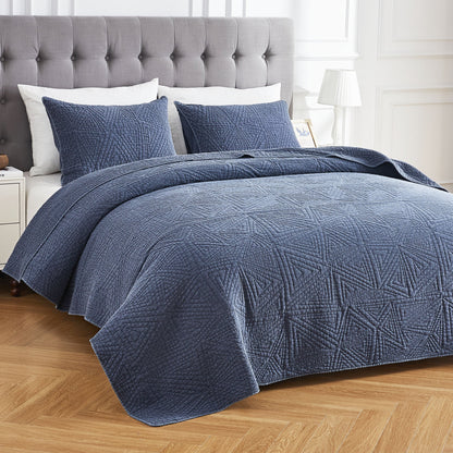 Dancing Triangles Stonewashed Cotton Quilt Set