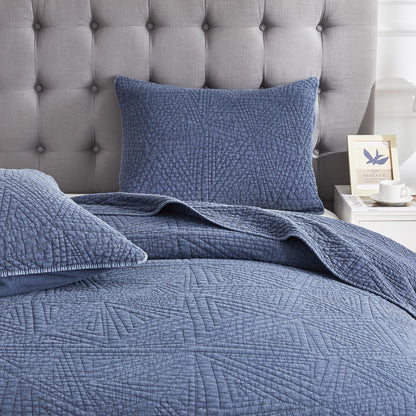 Dancing Triangles Stonewashed Cotton Quilt Set