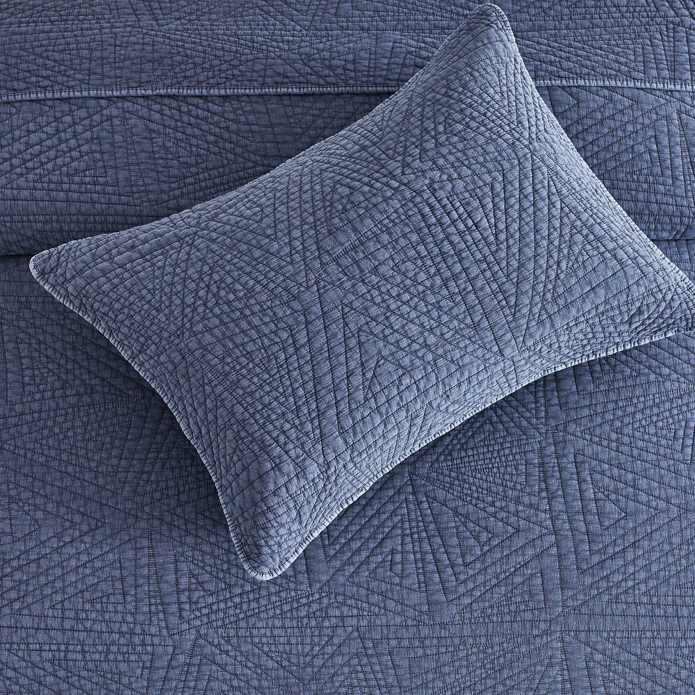Dancing Triangles Stonewashed Cotton Quilt Set