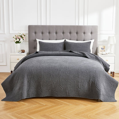 Dancing Triangles Stonewashed Cotton Quilt Set