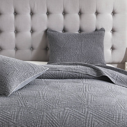 Dancing Triangles Stonewashed Cotton Quilt Set
