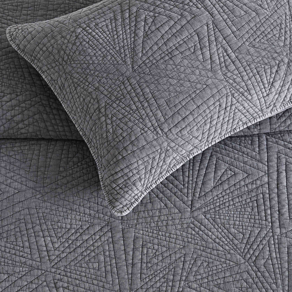 Dancing Triangles Stonewashed Cotton Quilt Set