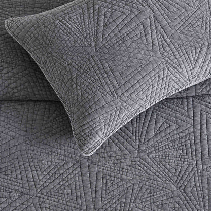 Dancing Triangles Stonewashed Cotton Quilt Set