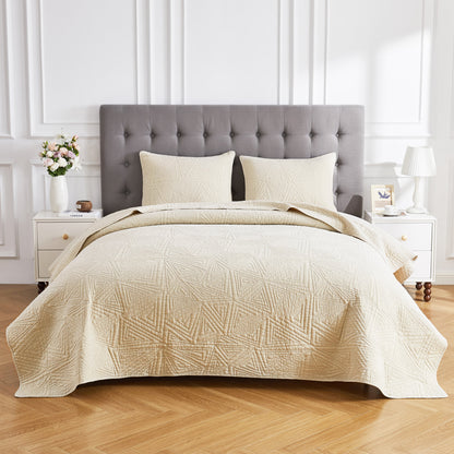 Dancing Triangles Stonewashed Cotton Quilt Set