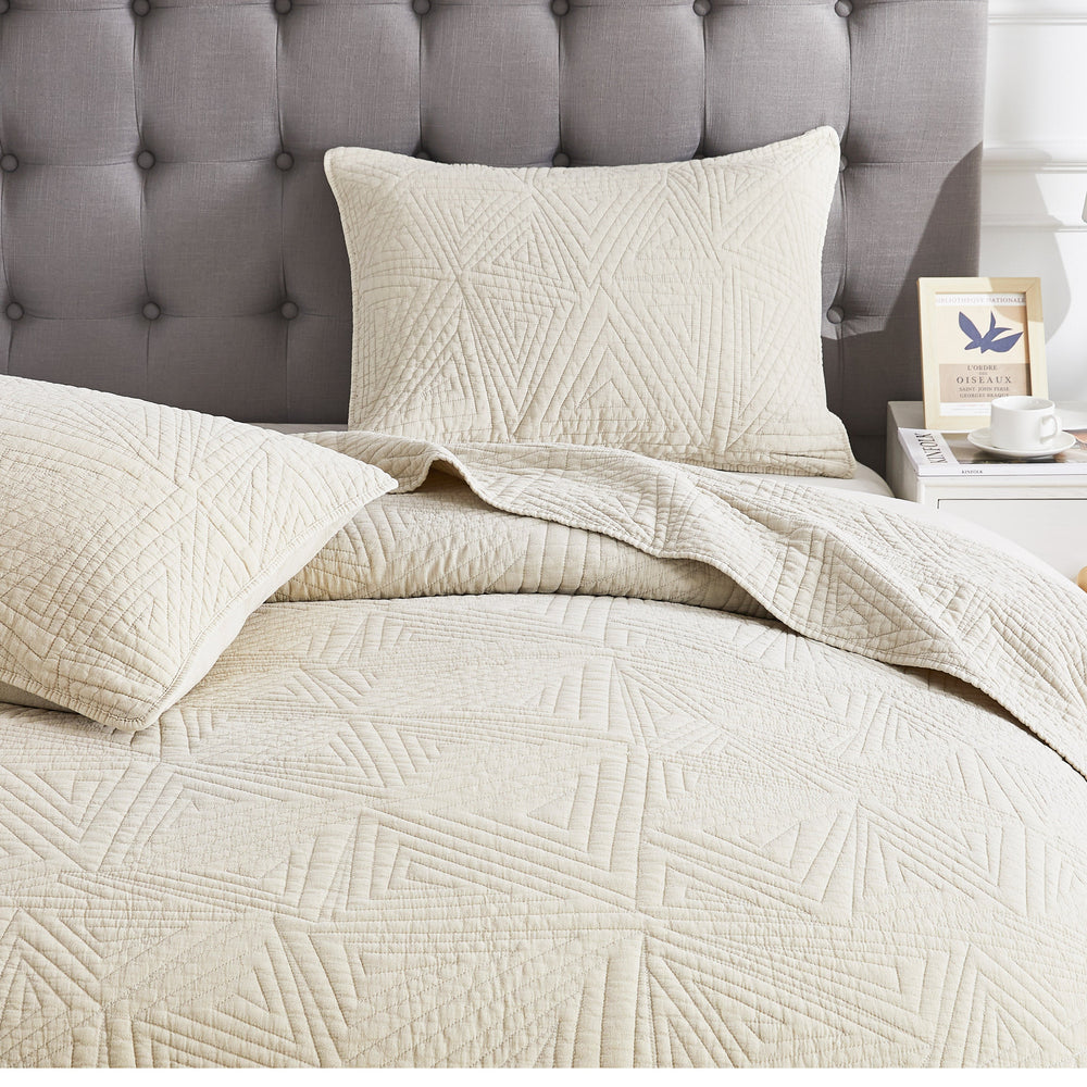 Dancing Triangles Stonewashed Cotton Quilt Set