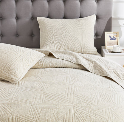 Dancing Triangles Stonewashed Cotton Quilt Set