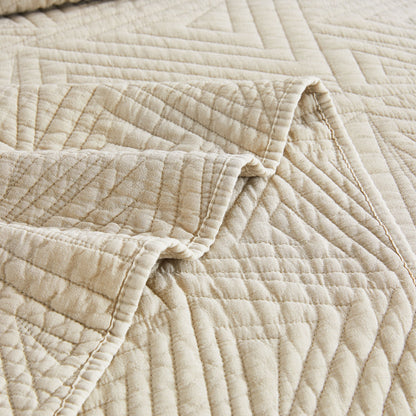 Dancing Triangles Stonewashed Cotton Quilt Set