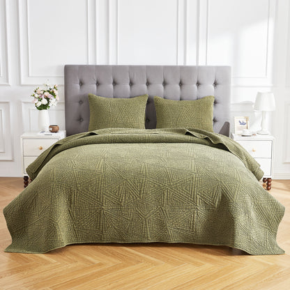 Dancing Triangles Stonewashed Cotton Quilt Set