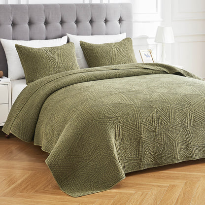 Dancing Triangles Stonewashed Cotton Quilt Set