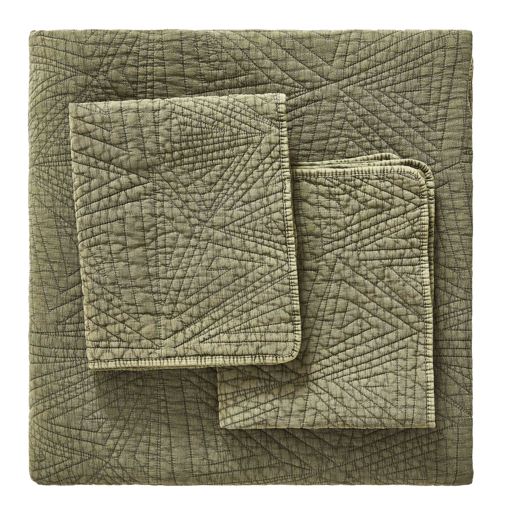 Dancing Triangles Stonewashed Cotton Quilt Set