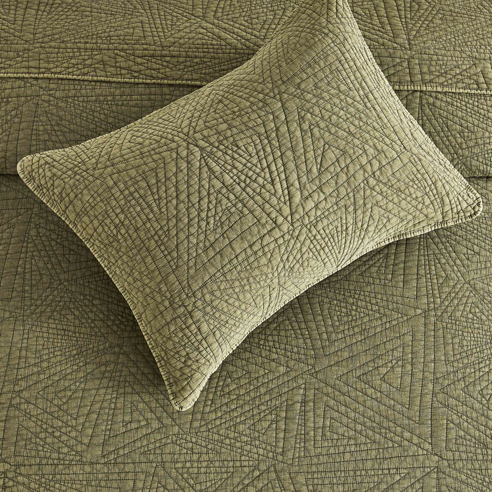 Dancing Triangles Stonewashed Cotton Quilt Set