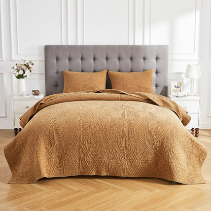 Dancing Triangles Stonewashed Cotton Quilt Set