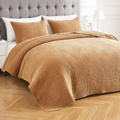 Dancing Triangles Stonewashed Cotton Quilt Set