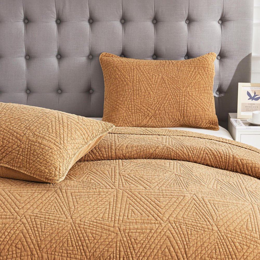 Dancing Triangles Stonewashed Cotton Quilt Set