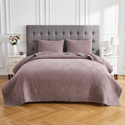 Dancing Triangles Stonewashed Cotton Quilt Set
