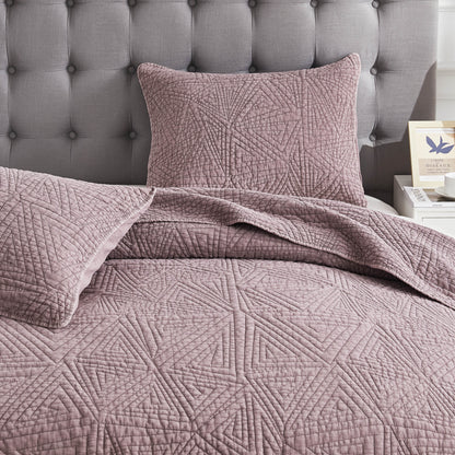 Dancing Triangles Stonewashed Cotton Quilt Set