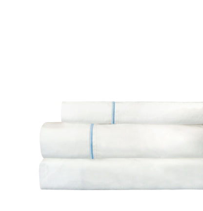 Single Stripe Embroidered 300TC 100% Cotton Percale Sheet Set