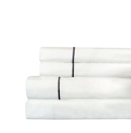 Single Stripe Embroidered 300TC 100% Cotton Percale Sheet Set