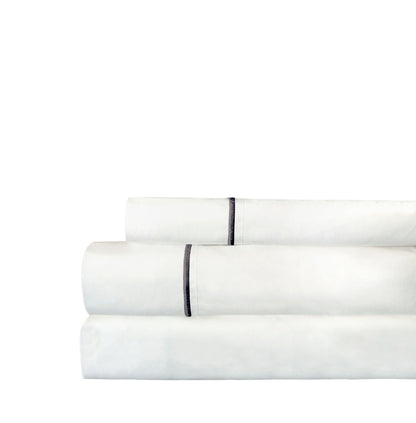 Single Stripe Embroidered 300TC 100% Cotton Percale Sheet Set