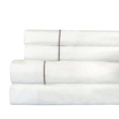 Single Stripe Embroidered 300TC 100% Cotton Percale Sheet Set