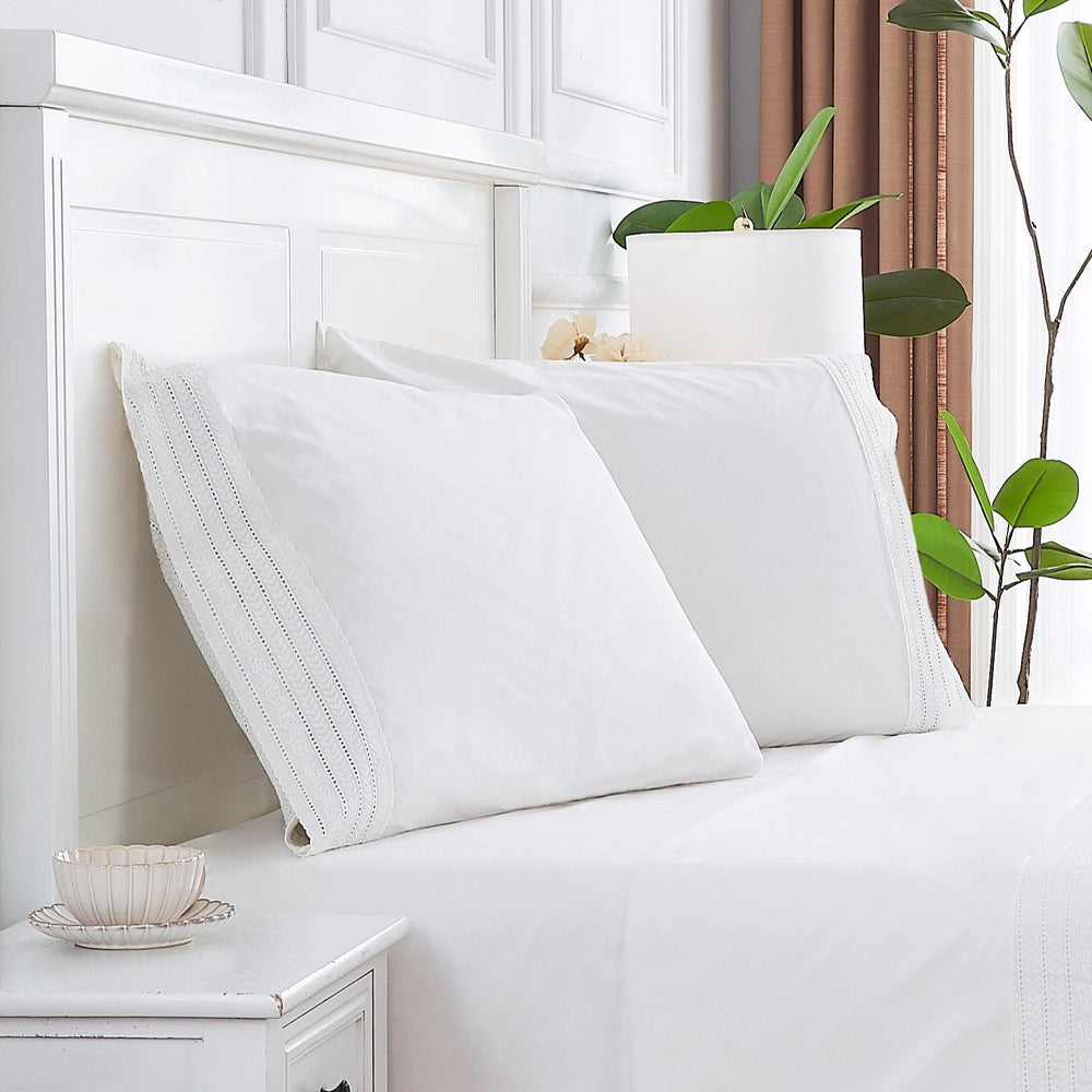 300TC Elizabeth Lace Cotton Percale Sheet Set - Quahog Bay Bedding