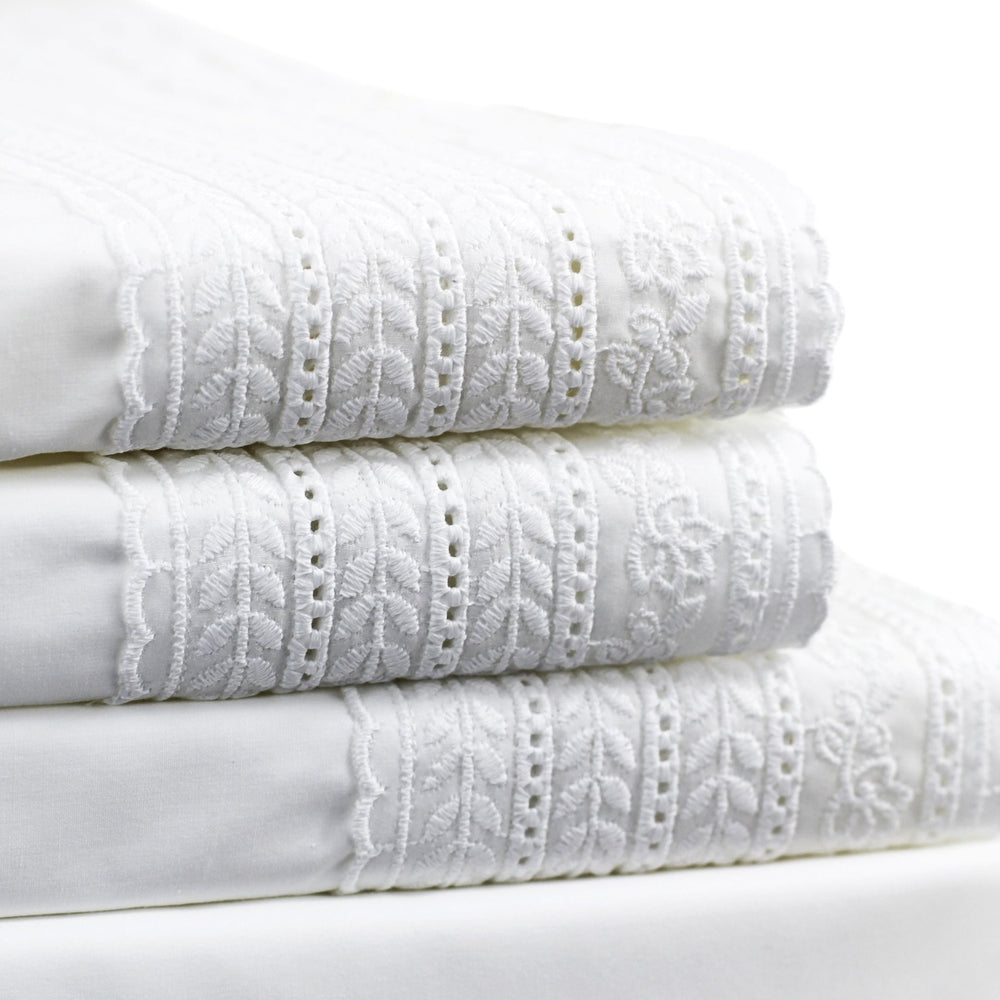 300TC Elizabeth Lace Cotton Percale Sheet Set - Quahog Bay Bedding