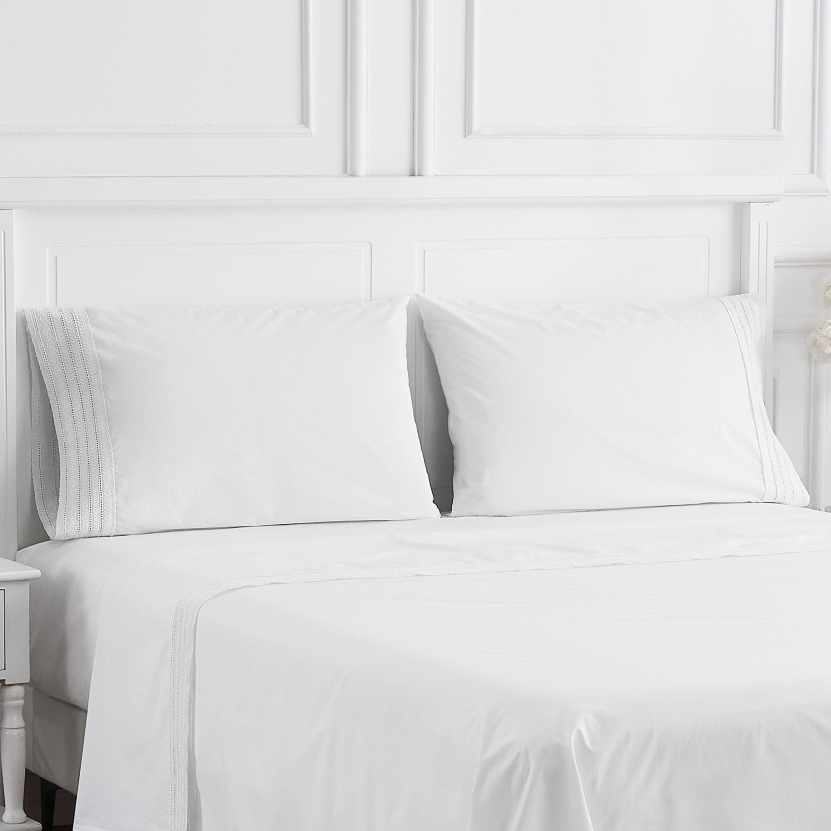 300TC Elizabeth Lace Cotton Percale Sheet Set - Quahog Bay Bedding
