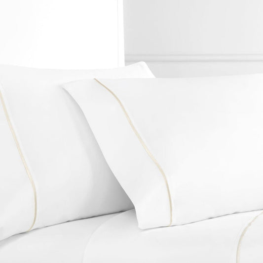 300TC Single Stripe Embroidered Percale Pillowcase Pairs - Quahog Bay Bedding