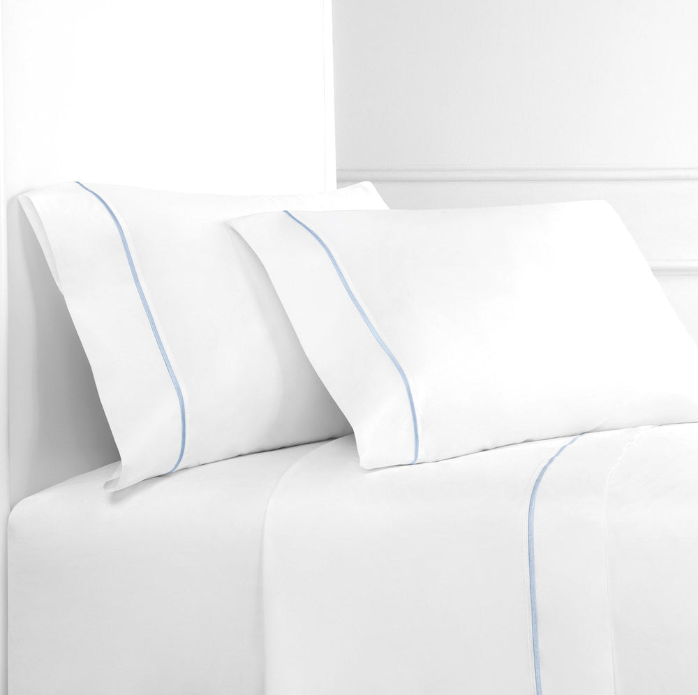 300TC Single Stripe Embroidered Percale Pillowcase Pairs - Quahog Bay Bedding