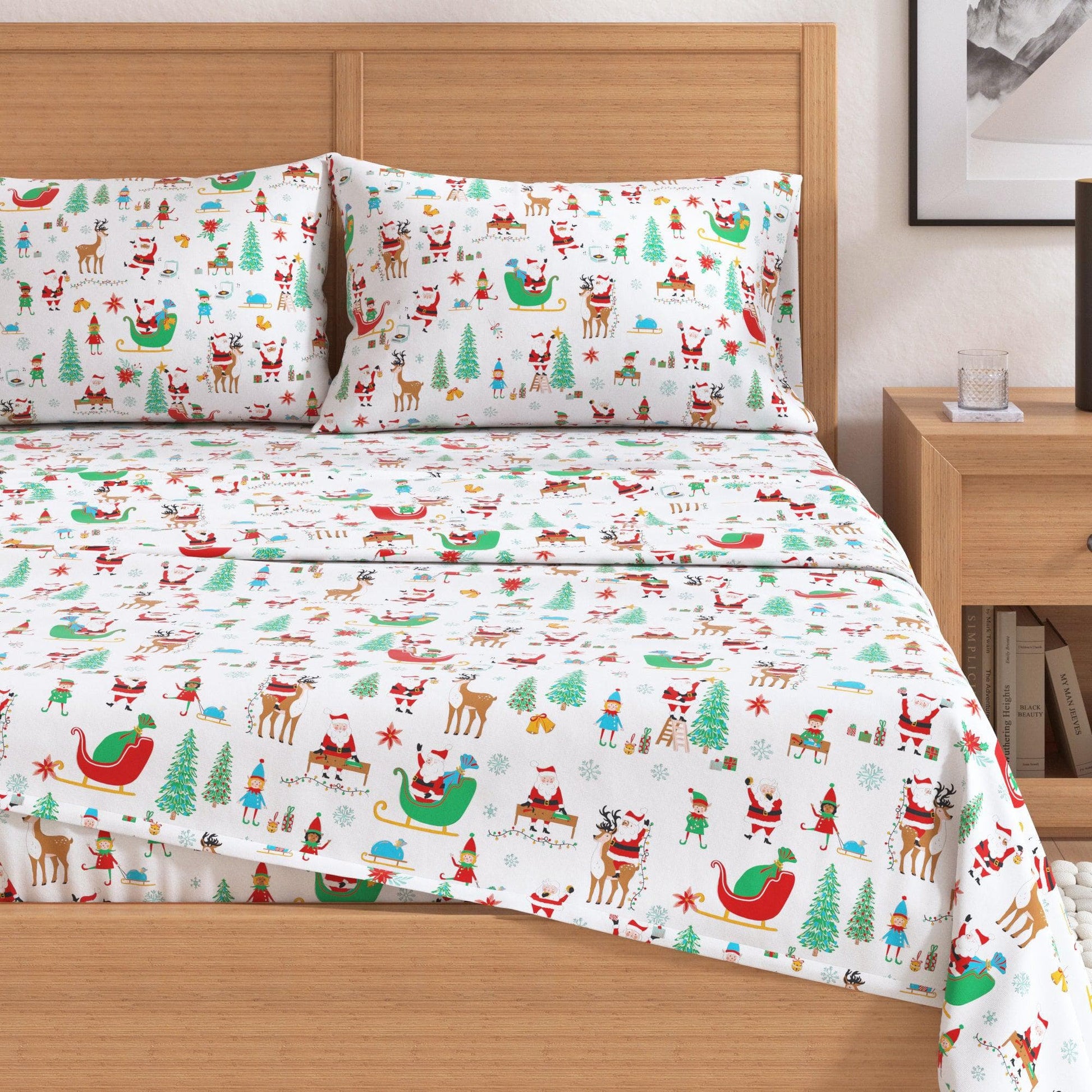 4 - Piece Turkish Cotton Christmas Flannel Sheet - Christmas Sheets - Quahog Bay Bedding