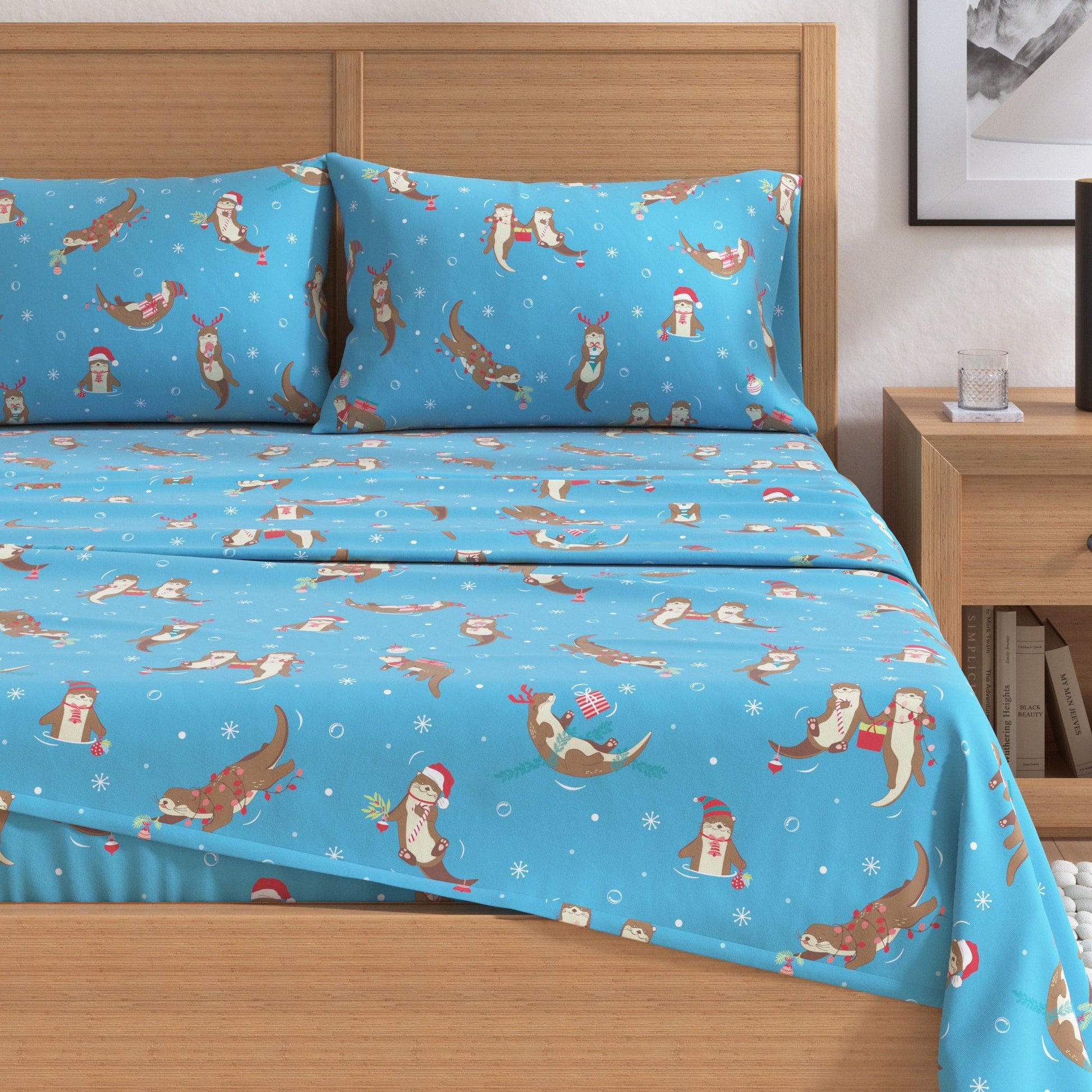 4 - Piece Turkish Cotton Christmas Flannel Sheet - Christmas Sheets - Quahog Bay Bedding