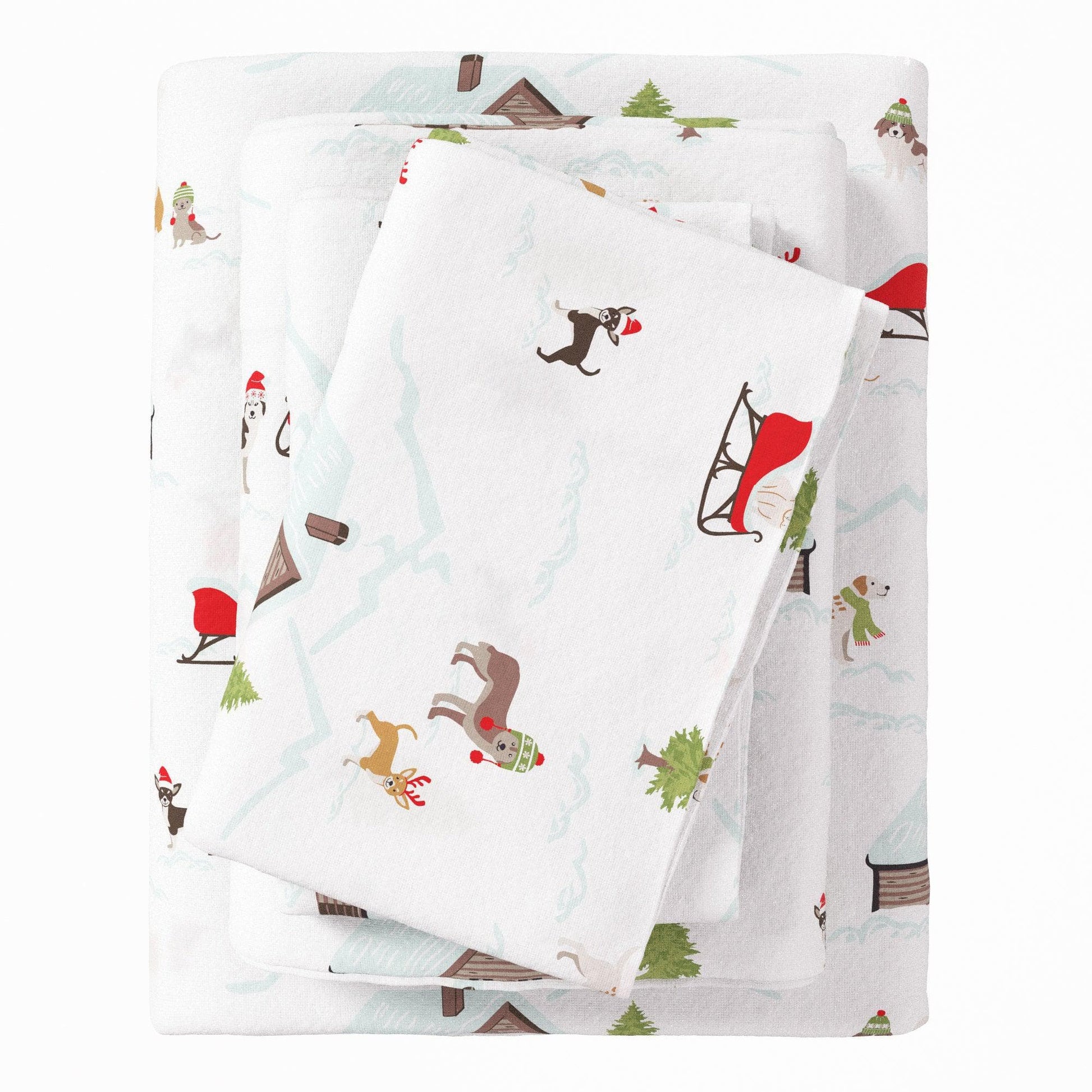 4 - Piece Turkish Cotton Christmas Flannel Sheet - Christmas Sheets - Quahog Bay Bedding