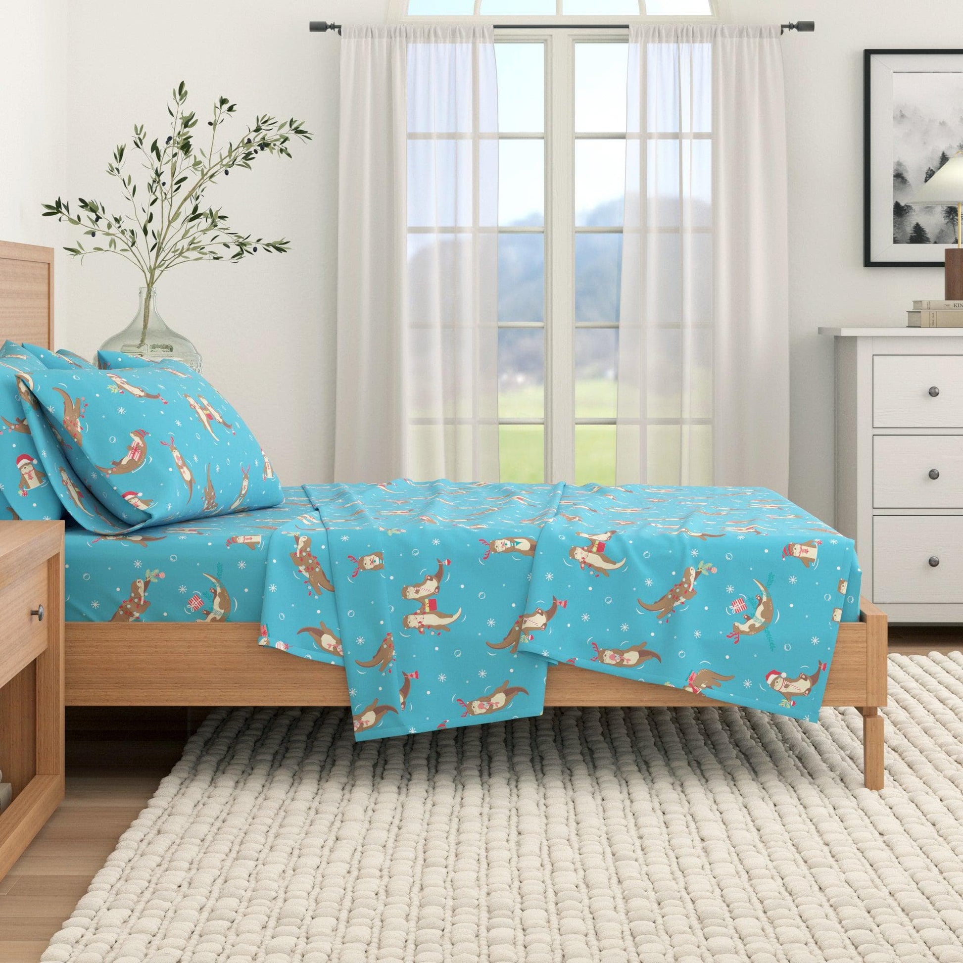4 - Piece Turkish Cotton Christmas Flannel Sheet - Christmas Sheets - Quahog Bay Bedding