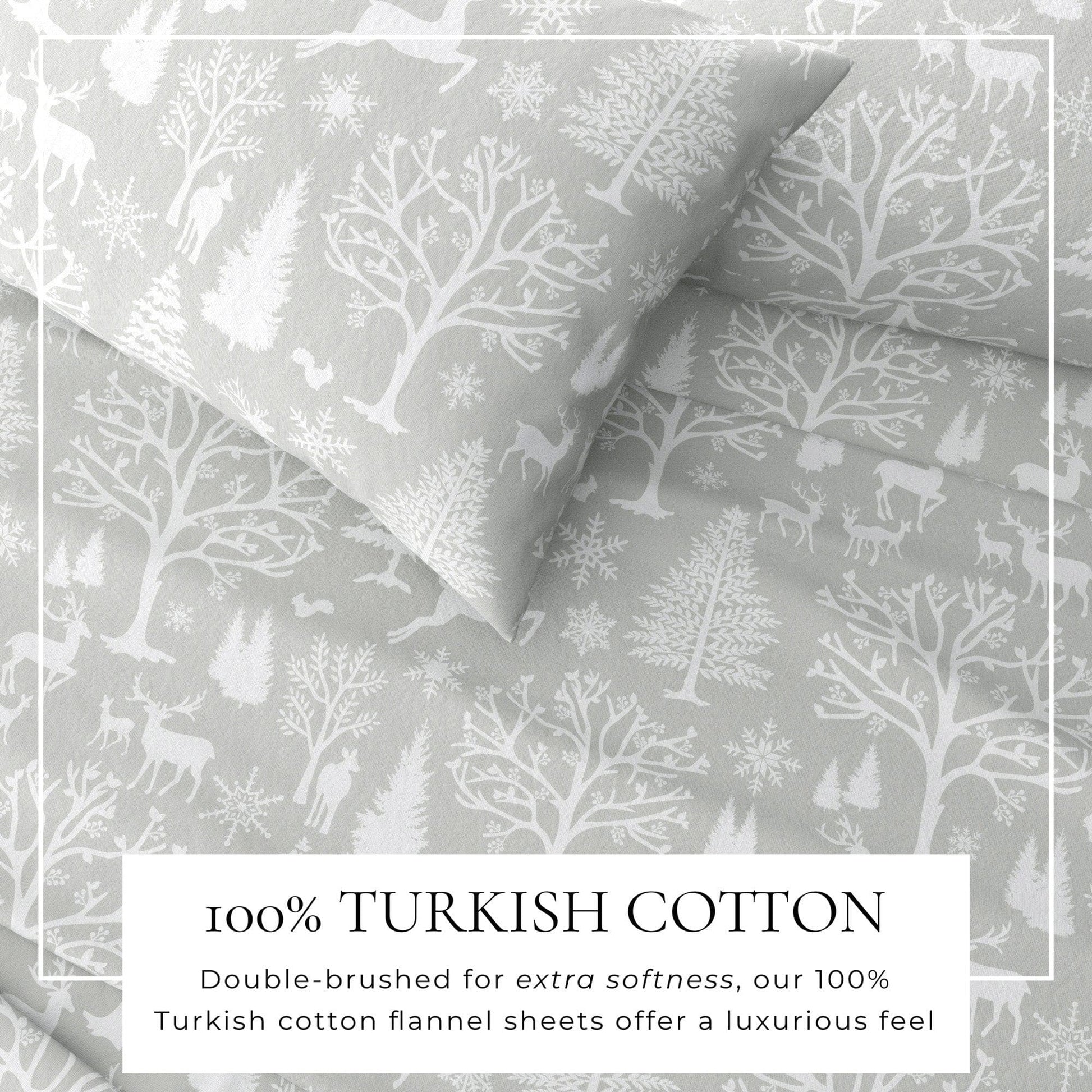 4 - Piece Turkish Cotton Flannel Sheet - Fall & Christmas Sheets - Quahog Bay Bedding