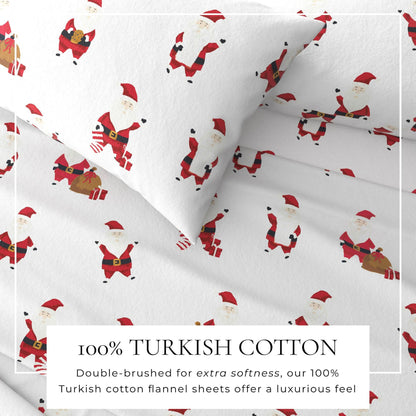4 - Piece Turkish Cotton Flannel Sheet - Fall & Christmas Sheets - Quahog Bay Bedding