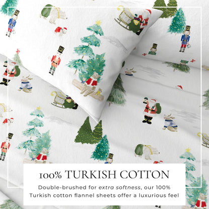 4 - Piece Turkish Cotton Flannel Sheet - Fall & Christmas Sheets - Quahog Bay Bedding